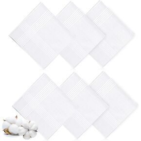 6 قطع مناديل للرجال، مناديل رجالية بيضاء ناعمة 100% من القطن، مناديل كلاسيكية كبيرة للرجال in Kuwait