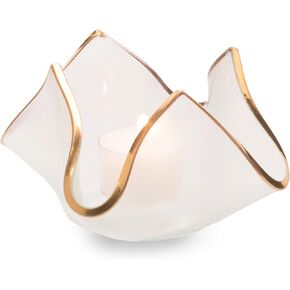 Annieglass Handkerchief Votive 7x7x5 with 24k Gold, Timeless Glass Tableware for All Occasions, Made in The USA in Saudi Arabia
