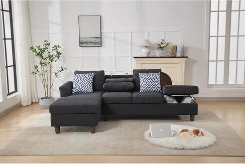 Hidden Storage Units and Matching Accent Pillows for Modern Homes Linen Black+ Gray Modular & Reconfigurable Hidden Storage Modern Home Decor in Saudi Arabia