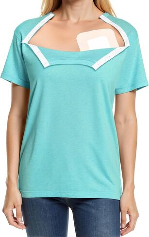 Chemo Port Shirts for Women Post Shoulder Surgery Recovery Shirts Snap Off Chemotherapy Short Sleeve Clothing in Saudi Arabia