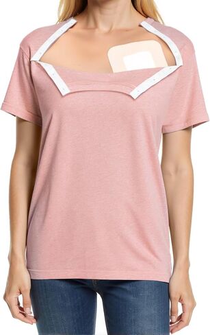 Chemo Port Shirts for Women Post Shoulder Surgery Recovery Shirts Snap Off Chemotherapy Short Sleeve Clothing in Saudi Arabia
