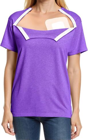 Chemo Port Shirts for Women Post Shoulder Surgery Recovery Shirts Snap Off Chemotherapy Short Sleeve Clothing in Saudi Arabia