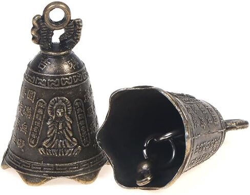 2pcs Small Bells Vintage Brass Hanging Bells Chinese Mini Sculpture Bronze Buddhism Bell for Home Decorations Crafts Ornaments in Saudi Arabia