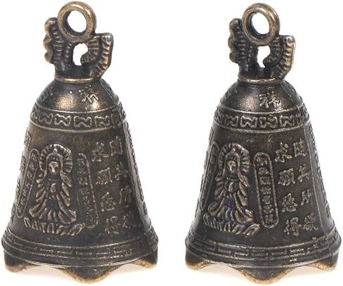 2pcs Small Bells Vintage Brass Hanging Bells Chinese Mini Sculpture Bronze Buddhism Bell for Home Decorations Crafts Ornaments in Saudi Arabia