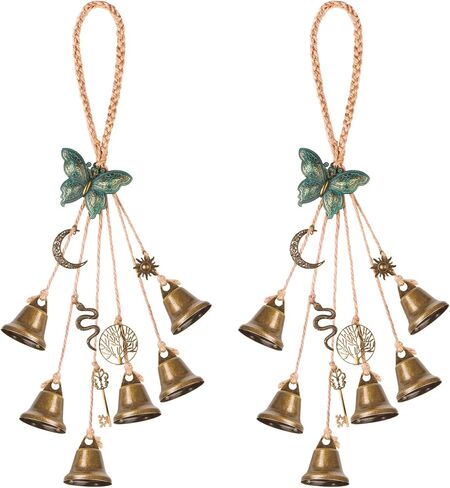 Handmade Witch Bells for Home Door Knob,Witch Decor Jingle Bell for Home Protection,2pc Brass Bells Hanging Witchcraft Witch Stuff Wicca Supplies Wreath Bell Wiccan Magic Wind Chimes in Kuwait