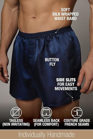 بوكسر حريري فاخر من تارا سارتوريا للرجال، عبوة من قطعتين، بوكسر حريري رجالي من التوت الطبيعي in Kuwait