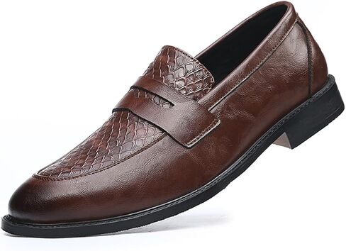 حذاء رجالي كلاسيكي كلاسيكي سهل الارتداء من Penny Loafers، حذاء رسمي كاجوال للعمل وحفلات الزفاف، حذاء من الجلد in Kuwait