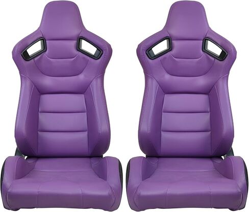 FREEMOTOR802 Racing Seats with Dual Lock Sliders, Universal For Most Cars Vehicles First Row, 1 Pair Reclinable Sport Bucket Seats, PU Carbon Fiber Look Leatherette, Purple in Saudi Arabia