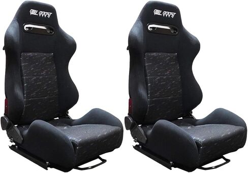 Adjustable Black Luxury Racing SR3 CONFETTI Style Velvet Seat w/Sliders 1PAIR in Saudi Arabia