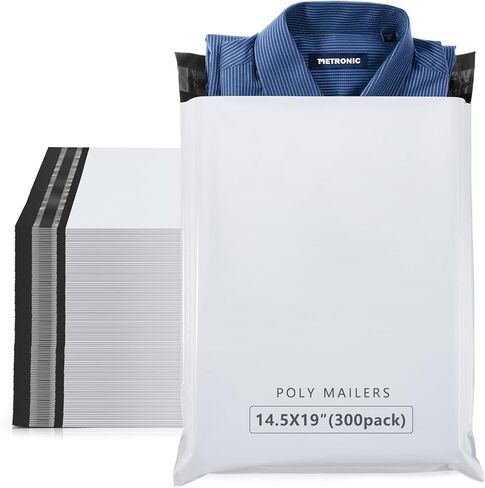 Metronic 25Pcs Poly Mailers 17.7x22 Inch,Large Shipping Bags for Clothes Bulk,Strong Self Adhesive Shipping Envelopes for Small Business,Waterproof Mailing Envelopes for Packaging White in Kuwait