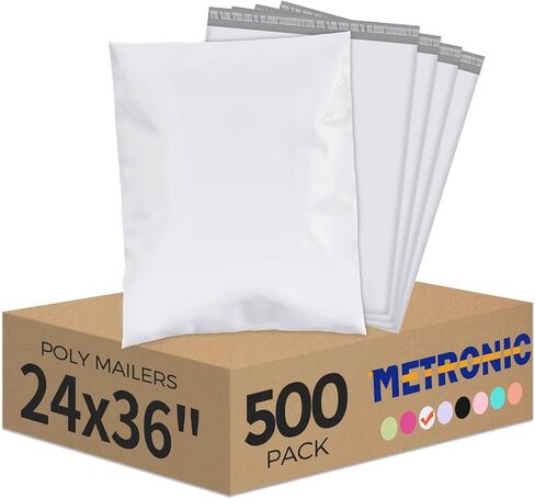 Metronic 25Pcs Poly Mailers 17.7x22 Inch,Large Shipping Bags for Clothes Bulk,Strong Self Adhesive Shipping Envelopes for Small Business,Waterproof Mailing Envelopes for Packaging White in Kuwait