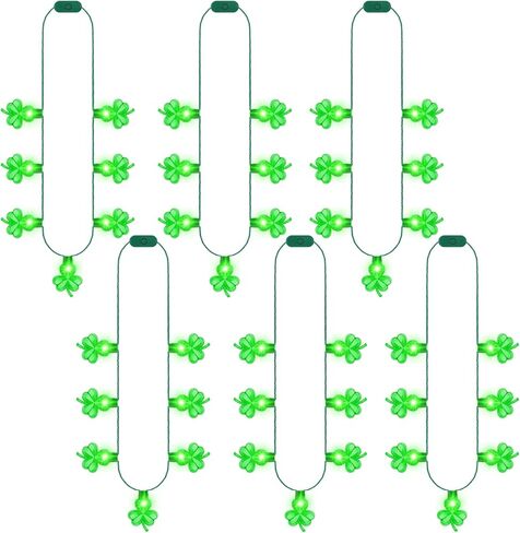 St Patricks Day Necklace Accessories, 3PCS Light up St Patricks Day Necklace Bulk, 7 Lights Green Shamrock Irish St Patricks Day Decorations, Saint Patricks Day Bulk Parade Throw Party Favor Supplies in Kuwait