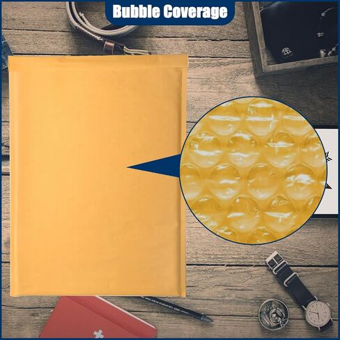 Bubble Mailer Envelopes, 25 Pack Kraft Padded Envelopes, Large Bubble Mailers 10.5x15 Inch, Self-Seal Shipping Envelope, Tear-Resistant Mailing Envelope Padded in Kuwait