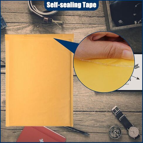 Bubble Mailer Envelopes, 25 Pack Kraft Padded Envelopes, Large Bubble Mailers 10.5x15 Inch, Self-Seal Shipping Envelope, Tear-Resistant Mailing Envelope Padded in Kuwait