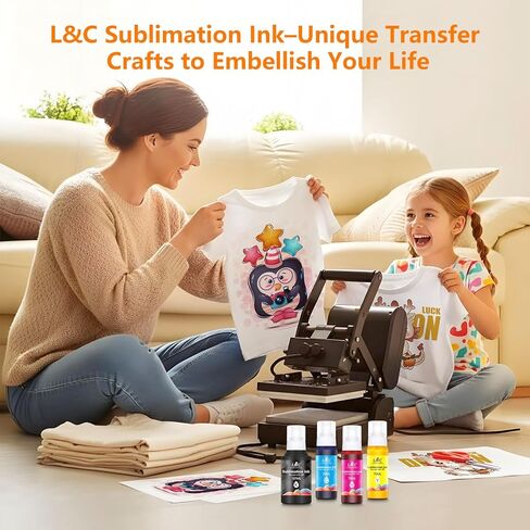 Sublimation Ink for Epson ET-2800 ET-2840 ET-15000 ET-2400 ET-2720 ET-2803 ET-2850 ET-2750 ET-2760 ET-4800 Inkjet Printers Vibrant Colors Non-Fading Easy Heat Press Transfer for Mugs T-Shirts Fabrics in Kuwait