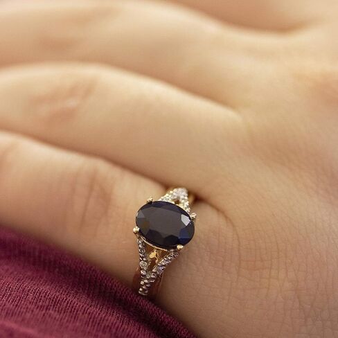Sapphire and Diamond Ring in 10K White Gold in Saudi Arabia