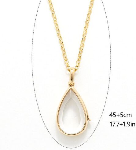 Locket Necklace for Women, 14K Water Drop Gold Photo Lockets that Hold Picture, Floating Memory Glass Locket Necklac with Chain for Personalized Gift in Saudi Arabia
