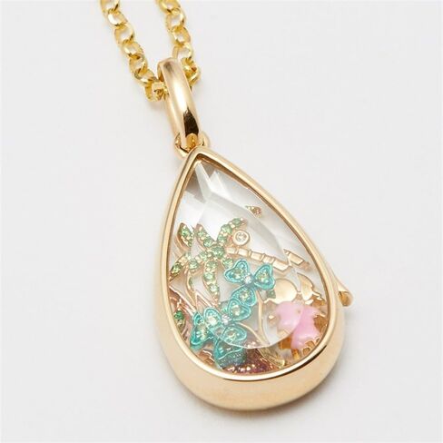 Locket Necklace for Women, 14K Water Drop Gold Photo Lockets that Hold Picture, Floating Memory Glass Locket Necklac with Chain for Personalized Gift in Saudi Arabia