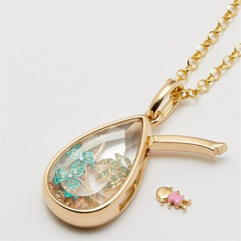 Locket Necklace for Women, 14K Water Drop Gold Photo Lockets that Hold Picture, Floating Memory Glass Locket Necklac with Chain for Personalized Gift in Saudi Arabia