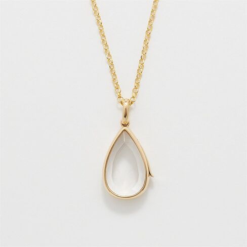 Locket Necklace for Women, 14K Water Drop Gold Photo Lockets that Hold Picture, Floating Memory Glass Locket Necklac with Chain for Personalized Gift in Saudi Arabia
