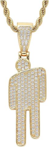 Couple Crooked Head Zircon Necklace, Hip-Hop Alloy Pendant Twist Fashion Jewelry for Women in Saudi Arabia