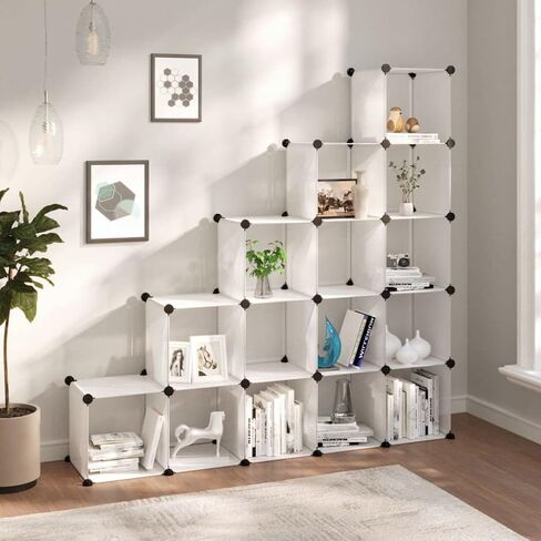 Transparent Polypropylene Steel Storage Cube Organizer, 15 Modular Cubes for Space-Saving Organization, Durable Waterproof Build with Endless Configurations, Quick Assembly in Saudi Arabia
