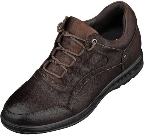 CALTO Men's Invisible Height Increasing Elevator Shoes - Leather Lace-up Lightweight Casual Walkers - 2.8 Inches Taller in Kuwait