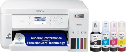 طابعة Epson EcoTank ET-3830 Supertank اللاسلكية الملونة الكل في واحد خالية من خرطوشة مع المسح الضوئي والنسخ والطباعة التلقائية على الوجهين والإيثرنت (متجددة)، أبيض in Kuwait
