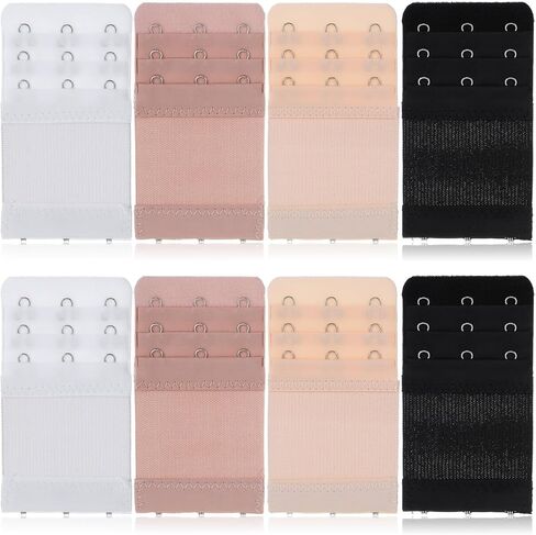 8PCS Bra Extenders 3 Hooks, Bra Extender 3 Hook, Soft Stretchy Back Band Extender, Adjustable Comfort Fit (Black White Nude Beige) in Saudi Arabia