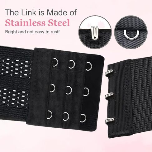 3Pcs 20cm/7.87 Inch Long Women Bra Extenders 3 Hooks 3 Rows Elastic Adjustable Nylon Bra Band Soft Stretchy Back Bra Extension Strap (Black, White, Skin Color) in Saudi Arabia
