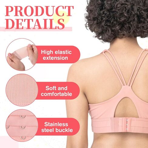 cobee 16 Pcs Bra Extender 3 Hook, Adjustable Bra Extender 3 Hooks Stretchy Bras Extension Strap Comfortable Bras Band Hooks Replacement for Women(8 Colors, 3.8" x 2.2") in Saudi Arabia