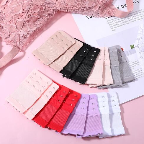 cobee 16 Pcs Bra Extender 3 Hook, Adjustable Bra Extender 3 Hooks Stretchy Bras Extension Strap Comfortable Bras Band Hooks Replacement for Women(8 Colors, 3.8" x 2.2") in Saudi Arabia