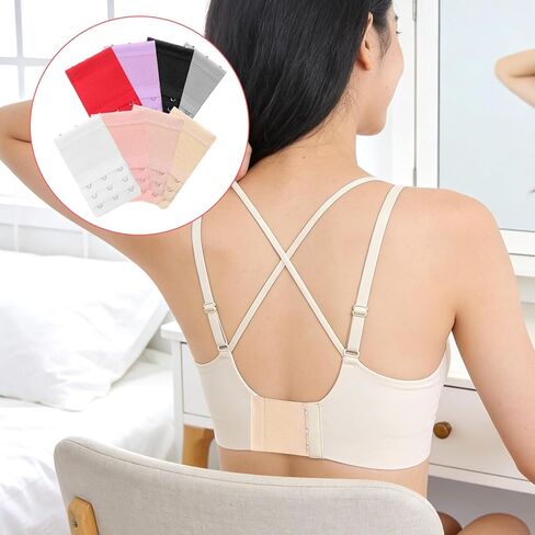cobee 16 Pcs Bra Extender 3 Hook, Adjustable Bra Extender 3 Hooks Stretchy Bras Extension Strap Comfortable Bras Band Hooks Replacement for Women(8 Colors, 3.8" x 2.2") in Saudi Arabia