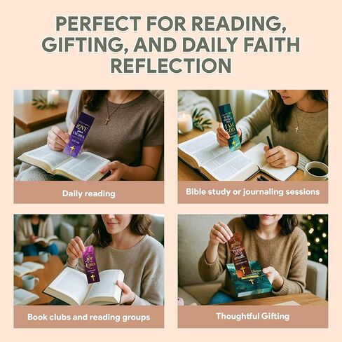 Decorably 100 Pack 2x6in Gold Foil Religious Bookmarks Bulk with Bible Verses Set - 50 Inspirational Double-Sided Designs with Elegant Cross for Journals, Faithful Reflection, and Gift in Saudi Arabia