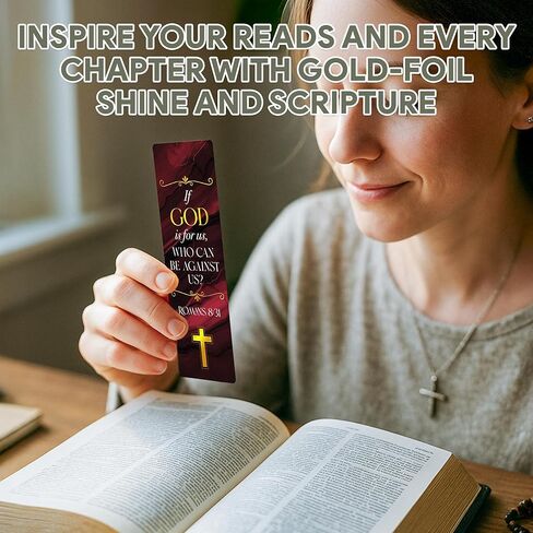 Decorably 100 Pack 2x6in Gold Foil Religious Bookmarks Bulk with Bible Verses Set - 50 Inspirational Double-Sided Designs with Elegant Cross for Journals, Faithful Reflection, and Gift in Saudi Arabia
