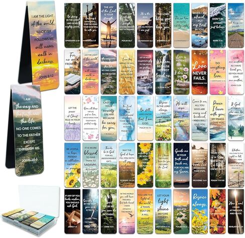 Decorably 50 Pack 0.8x2.3in Bible Religious Magnetic Bookmarks, Unique Motivational Designs Scriptures & Prayers Page Clips for Women & Men - for Faith Study, Devotional, Journaling and Reading, Gift in Saudi Arabia