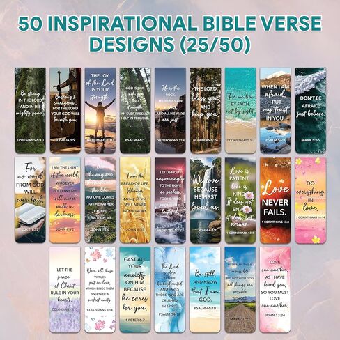 Decorably 50 Pack 0.8x2.3in Bible Religious Magnetic Bookmarks, Unique Motivational Designs Scriptures & Prayers Page Clips for Women & Men - for Faith Study, Devotional, Journaling and Reading, Gift in Saudi Arabia