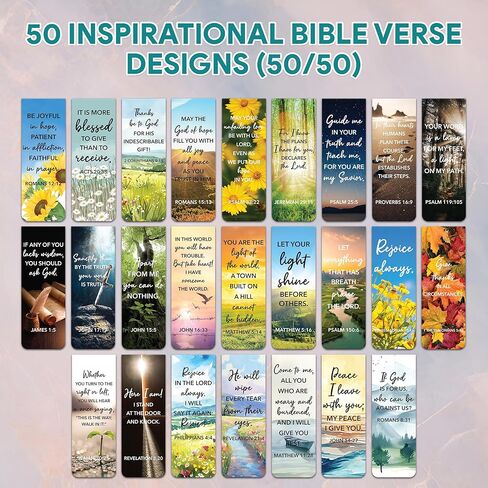 Decorably 50 Pack 0.8x2.3in Bible Religious Magnetic Bookmarks, Unique Motivational Designs Scriptures & Prayers Page Clips for Women & Men - for Faith Study, Devotional, Journaling and Reading, Gift in Saudi Arabia