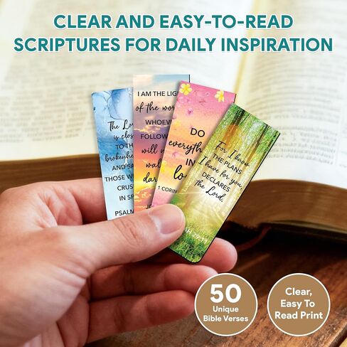 Decorably 50 Pack 0.8x2.3in Bible Religious Magnetic Bookmarks, Unique Motivational Designs Scriptures & Prayers Page Clips for Women & Men - for Faith Study, Devotional, Journaling and Reading, Gift in Saudi Arabia
