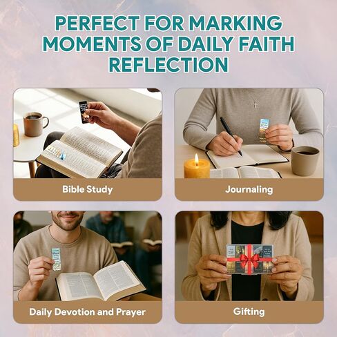 Decorably 50 Pack 0.8x2.3in Bible Religious Magnetic Bookmarks, Unique Motivational Designs Scriptures & Prayers Page Clips for Women & Men - for Faith Study, Devotional, Journaling and Reading, Gift in Saudi Arabia