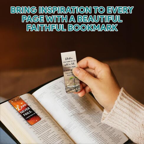 Decorably 50 Pack 0.8x2.3in Bible Religious Magnetic Bookmarks, Unique Motivational Designs Scriptures & Prayers Page Clips for Women & Men - for Faith Study, Devotional, Journaling and Reading, Gift in Saudi Arabia