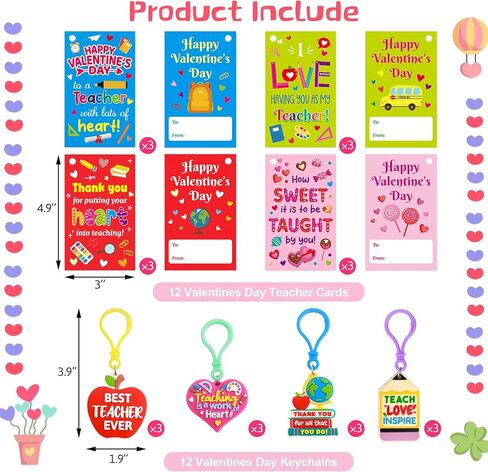 ceiba tree Valentines Day Keychains and Cards for Teachers 12Pack Happy Valentine's Day Teachers Gifts from Students Daycares kindergarten Grade school Supplies in Saudi Arabia