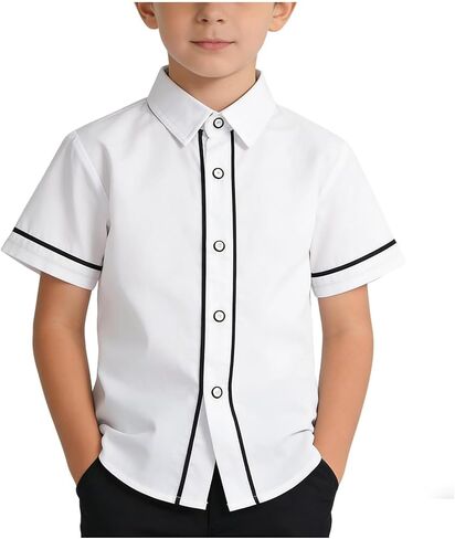 Back to School Tops Y2K Button Down Lapel Neck Short Sleeve Striped Classic Shirts Summer 2026 in Saudi Arabia