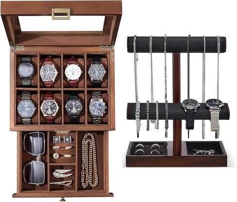 ProCase Wooden Watch Case for Men Bundle with Watch Holder Stand for Men in Saudi Arabia
