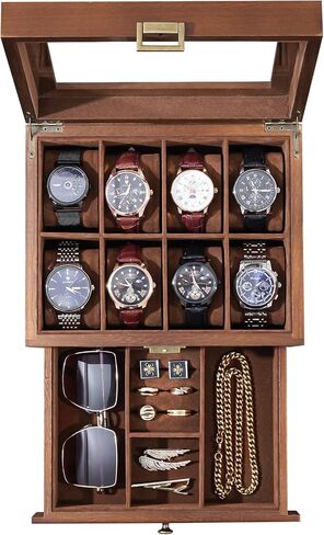 ProCase Wooden Watch Case for Men Bundle with Watch Holder Stand for Men in Saudi Arabia