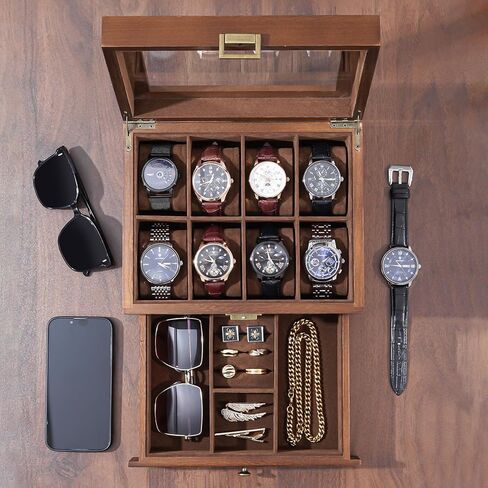 ProCase Wooden Watch Case for Men Bundle with Watch Holder Stand for Men in Saudi Arabia