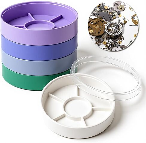 Watch Parts Storage Box, Round Plastic Watch Repair Tools Tray Holder 5 Layer Watches Parts Box Container, Color Part Boxes Organizer for Movement Screw Component Organize Small Part, Crafts in Saudi Arabia