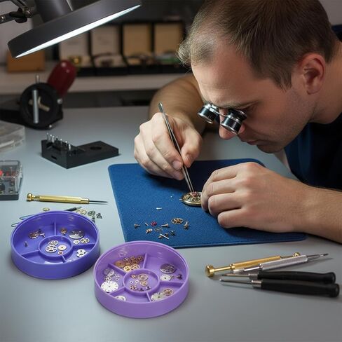 Watch Parts Storage Box, Round Plastic Watch Repair Tools Tray Holder 5 Layer Watches Parts Box Container, Color Part Boxes Organizer for Movement Screw Component Organize Small Part, Crafts in Saudi Arabia
