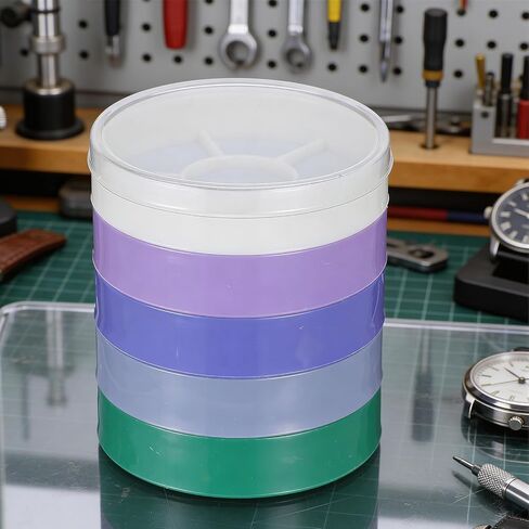 Watch Parts Storage Box, Round Plastic Watch Repair Tools Tray Holder 5 Layer Watches Parts Box Container, Color Part Boxes Organizer for Movement Screw Component Organize Small Part, Crafts in Saudi Arabia