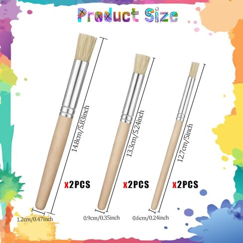 6 PCS Stencil Brushes for Stenciling, Natural Bristle Dome Stencil Brush Set, Wooden Stippling Brush for Acrylic Oil Watercolor Paint, Painting on Wood Wall, DIY Craft, Card Making in Saudi Arabia
